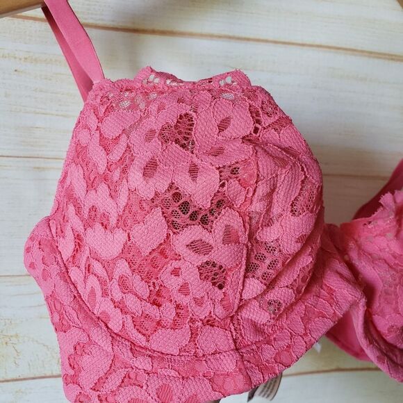 Victoria's Secret Lace Underwire Unlined Demi Bra Peach Women's Size 34C - Picture 2 of 12